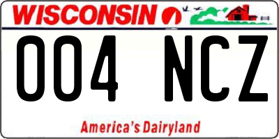 WI license plate 004NCZ
