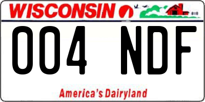 WI license plate 004NDF