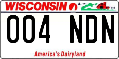 WI license plate 004NDN