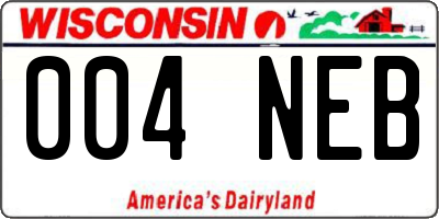 WI license plate 004NEB