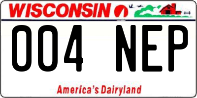 WI license plate 004NEP