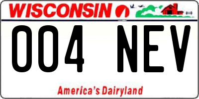 WI license plate 004NEV