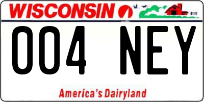 WI license plate 004NEY
