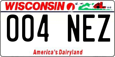 WI license plate 004NEZ