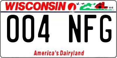 WI license plate 004NFG