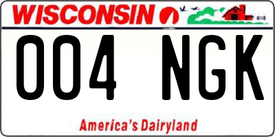 WI license plate 004NGK