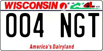 WI license plate 004NGT