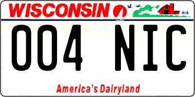 WI license plate 004NIC