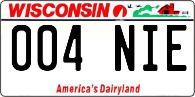 WI license plate 004NIE