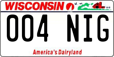 WI license plate 004NIG