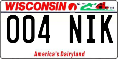 WI license plate 004NIK