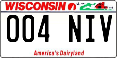 WI license plate 004NIV