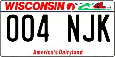 WI license plate 004NJK