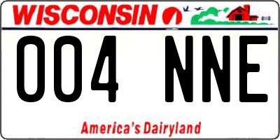 WI license plate 004NNE