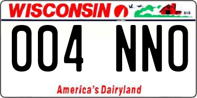WI license plate 004NNO