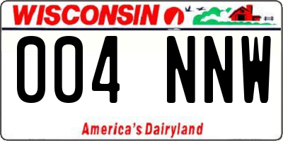 WI license plate 004NNW
