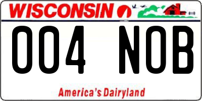 WI license plate 004NOB