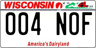WI license plate 004NOF