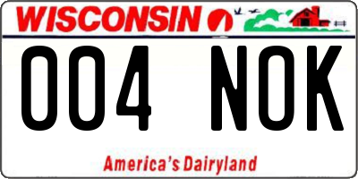 WI license plate 004NOK