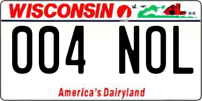 WI license plate 004NOL