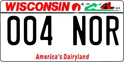WI license plate 004NOR