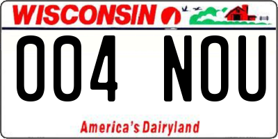 WI license plate 004NOU
