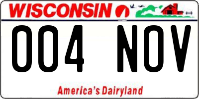 WI license plate 004NOV