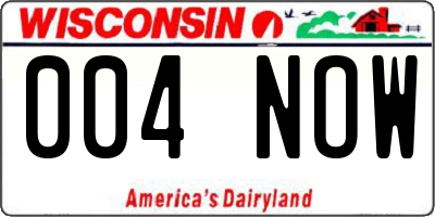 WI license plate 004NOW