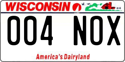 WI license plate 004NOX