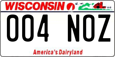 WI license plate 004NOZ