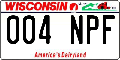 WI license plate 004NPF