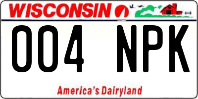 WI license plate 004NPK