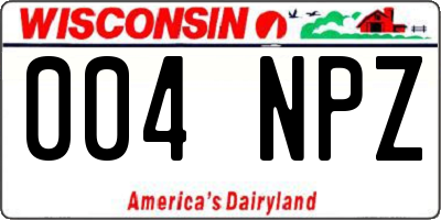 WI license plate 004NPZ