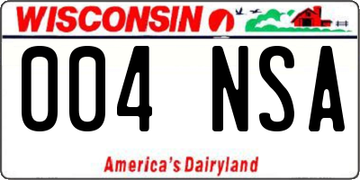 WI license plate 004NSA