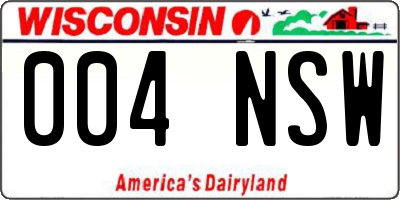 WI license plate 004NSW
