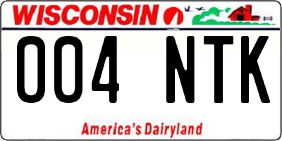 WI license plate 004NTK