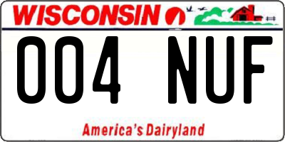 WI license plate 004NUF