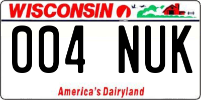 WI license plate 004NUK