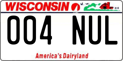 WI license plate 004NUL