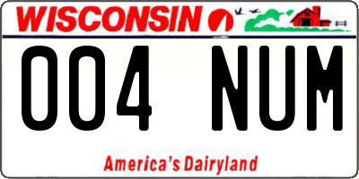 WI license plate 004NUM