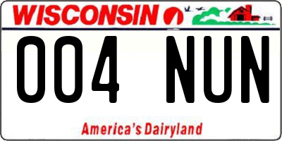 WI license plate 004NUN