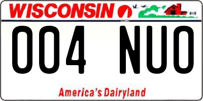 WI license plate 004NUO