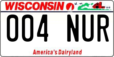 WI license plate 004NUR