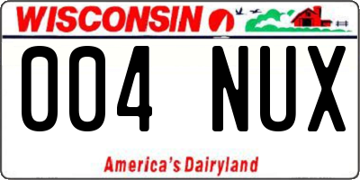WI license plate 004NUX