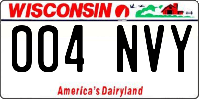WI license plate 004NVY