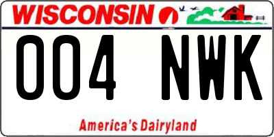 WI license plate 004NWK