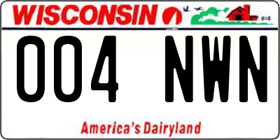 WI license plate 004NWN