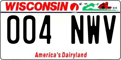 WI license plate 004NWV
