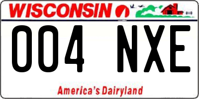 WI license plate 004NXE