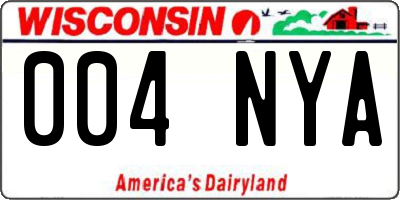 WI license plate 004NYA